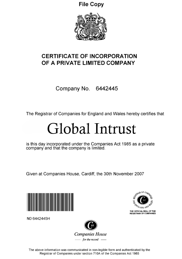 Company Certificate